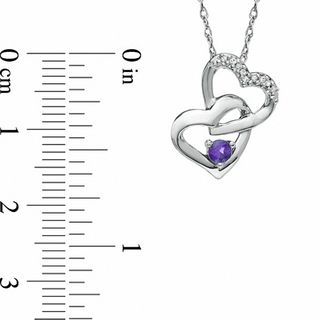 Tanzanite and Diamond Accent Double Heart Pendant in Sterling Silver|Peoples Jewellers