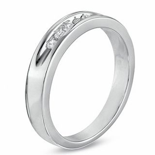 Men's 0.16 CT. T.W. Diamond Five Stone Wedding Band in 10K White Gold|Peoples Jewellers