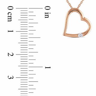 Diamond Accent Solitaire Tilted Heart Pendant in 10K Rose Gold - 17"|Peoples Jewellers