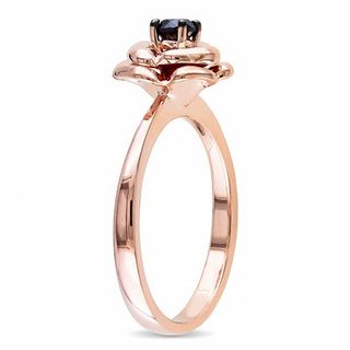 0.25 CT. Black Diamond Solitaire Rose Ring in Rose Sterling Silver|Peoples Jewellers