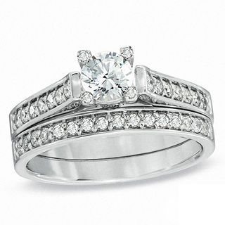 0.94 CT. T.W. Certified Canadian Diamond Bridal Set in 14K White Gold (I/I1)|Peoples Jewellers