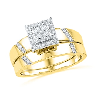 0.20 CT. T.W. Diamond Square Frame Bridal Set in 10K Gold|Peoples Jewellers