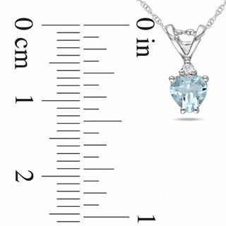 5.0mm Heart-Shaped Aquamarine and Diamond Accent Pendant in 10K White Gold - 17"|Peoples Jewellers