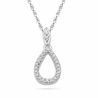 0.12 CT. T.W. Diamond Open Teardrop Pendant in 10K White Gold|Peoples Jewellers