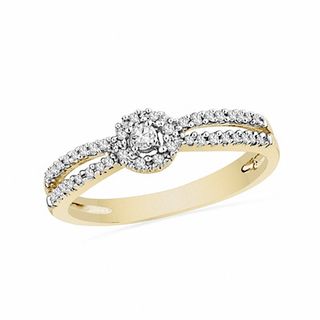 0.16 CT. T.W. Diamond Split Shank Promise Ring in 10K Gold|Peoples Jewellers