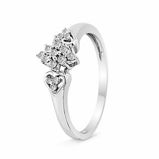 0.16 CT. T.W. Diamond Marquise Cluster with Side Hearts Promise Ring in 10K White Gold|Peoples Jewellers