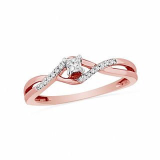 0.16 CT. T.W. Princess-Cut Diamond Promise Ring in 10K Rose Gold|Peoples Jewellers