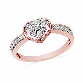 0.25 CT. T.W. Diamond Heart Ring in 10K Rose Gold|Peoples Jewellers