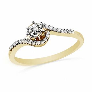 Diamond Accent Bypass Promise Ring in 10K Gold|Peoples Jewellers