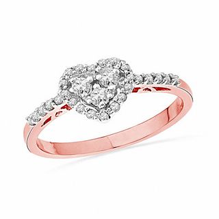0.33 CT. T.W. Diamond Heart-Shaped Frame Ring in 10K Rose Gold|Peoples Jewellers