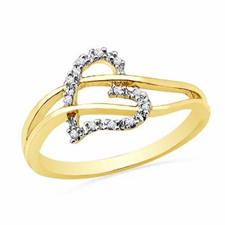 Diamond Accent Heart Split Shank Ring in 10K Gold|Peoples Jewellers