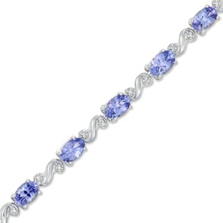 Oval Tanzanite and Diamond Accent Bracelet in Sterling Silver|Peoples Jewellers