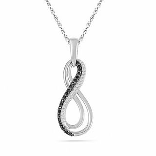 0.20 CT. T.W. Enhanced Black and White Diamond Double Infinity Loop Pendant in Sterling Silver|Peoples Jewellers