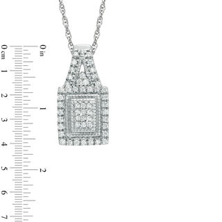 0.33 CT. T.W. Princess-Cut Diamond Cluster Rectangular Frame Pendant in Sterling Silver|Peoples Jewellers