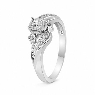 0.16 CT. T.W. Diamond Bypass Promise Ring in Sterling Silver|Peoples Jewellers