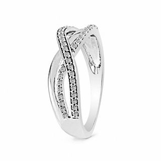 0.20 CT. T.W. Diamond Bypass Split Shank Ring in Sterling Silver|Peoples Jewellers