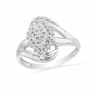 0.20 CT. T.W. Marquise Multi-Diamond Bypass Ring in Sterling Silver|Peoples Jewellers