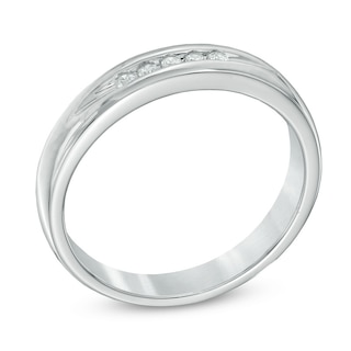 0.12 CT. T.W. Diamond Five Stone Anniversary Band in Sterling Silver|Peoples Jewellers
