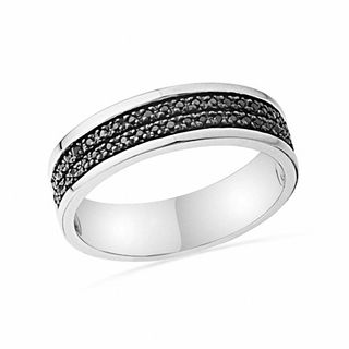0.20 CT. T.W. Diamond Double Row Band in Sterling Silver|Peoples Jewellers