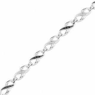 0.10 CT. T.W. Enhanced Black and White Diamond Infinity Loop Bracelet in Sterling Silver|Peoples Jewellers