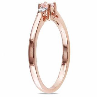 3.5mm Morganite and Diamond Accent Promise Ring in Rose Rhodium Sterling Silver|Peoples Jewellers