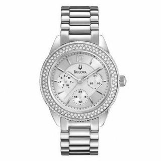 Ladies' Bulova Crystal Accent Watch with Silver-Tone Dial (Model: 96N102)|Peoples Jewellers