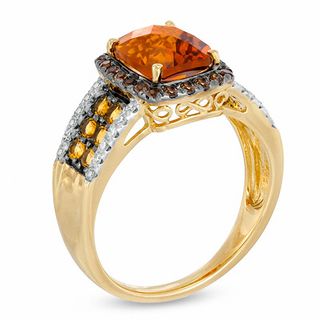 Cushion-Cut Madeira Citrine, Smoky Quartz and 0.13 CT. T.W. Diamond Ring in 10K Gold|Peoples Jewellers