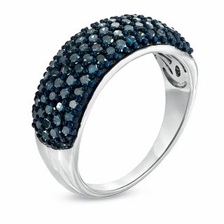1.00 CT. T.W. Enhanced Blue Diamond Multi-Row Band in Sterling Silver|Peoples Jewellers