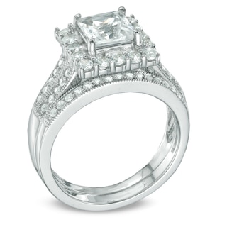 6.0mm Princess-Cut Lab-Created White Sapphire Fashion Ring in Sterling Silver|Peoples Jewellers