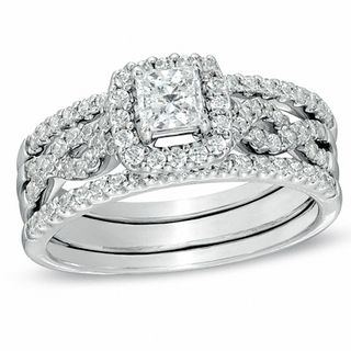 0.78 CT. T.W. Princess-Cut Diamond Bridal Set in 14K White Gold|Peoples Jewellers