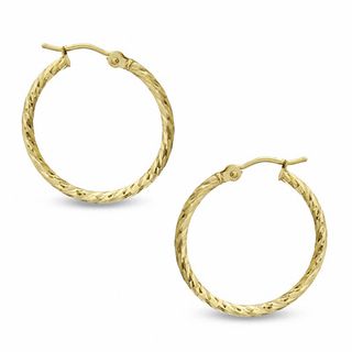25.5mm Twist Hoop Earrings in 14K Gold|Peoples Jewellers
