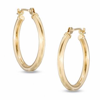 16mm Polished Hoop Earrings in 14K Gold|Peoples Jewellers