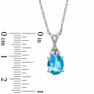 Oval Swiss Blue Topaz and Diamond Accent Pendant, Ring and Earrings Set in Sterling Silver - Size 7|Peoples Jewellers