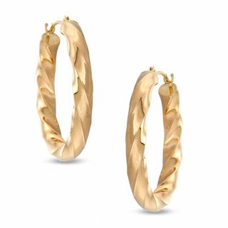 Square Twisted Hoop Earrings in 14K Gold|Peoples Jewellers