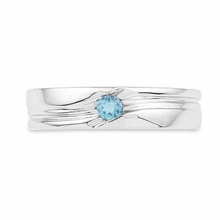 Men's Swiss Blue Topaz Solitaire Ring in Sterling Silver|Peoples Jewellers