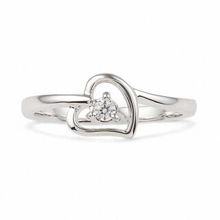 Lab-Created White Sapphire Heart Ring in Sterling Silver|Peoples Jewellers