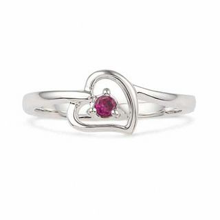Lab-Created Ruby Heart Ring in Sterling Silver|Peoples Jewellers