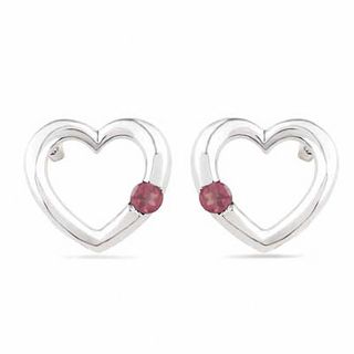 Garnet Heart Earrings in Sterling Silver|Peoples Jewellers