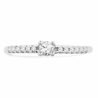 White Sapphire and Diamond Accent Engagement Ring in Sterling Silver|Peoples Jewellers