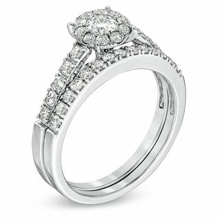 1.95 CT. T.W. Diamond Cluster Bridal Set in 14K White Gold|Peoples Jewellers
