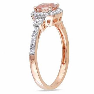 5.0mm Cushion-Cut Morganite and 0.20 CT. T.W. Diamond Ring in 10K Rose Gold|Peoples Jewellers