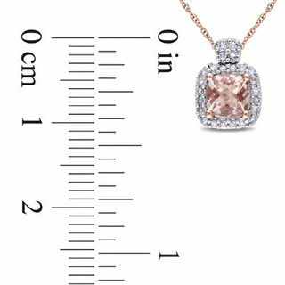 5.0mm Cushion-Cut Morganite and 0.10 CT. T.W. Diamond Frame Pendant in 10K Rose Gold - 17"|Peoples Jewellers