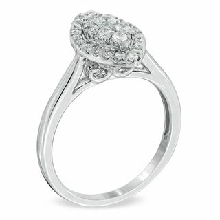 0.50 CT. T.W. Diamond Cluster Marquise Frame Engagement Ring in 14K White Gold|Peoples Jewellers