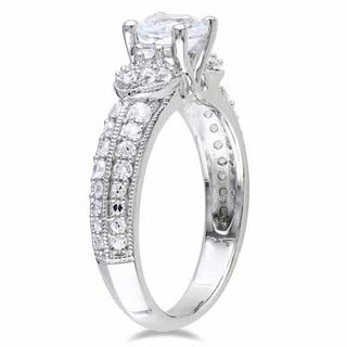 6.0mm White Lab-Created Sapphire Engagement Ring in Sterling Silver|Peoples Jewellers