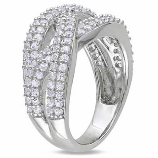 Lab-Created White Sapphire Woven Ring in Sterling Silver|Peoples Jewellers
