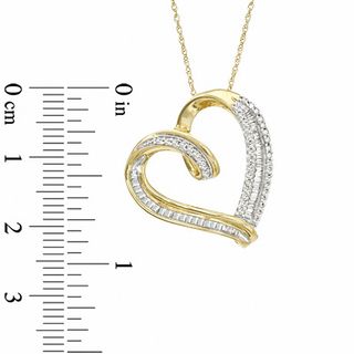 0.50 CT. T.W. Diamond Tilted Heart Pendant in 10K Gold|Peoples Jewellers