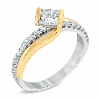 1.00 CT. T.W. Certified Canadian Princess-Cut Diamond Engagement Ring in 14K Two-Tone Gold (I/I1)|Peoples Jewellers