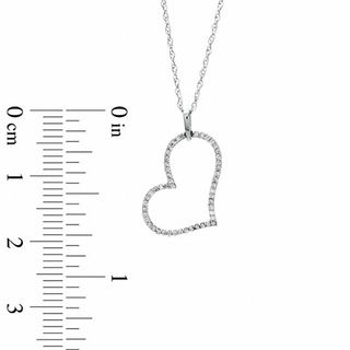 0.09 CT. T.W. Diamond Tilted Heart Pendant in 10K White Gold|Peoples Jewellers