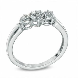 0.04 CT. T.W. Diamond Triple Heart Promise Ring in Sterling Silver|Peoples Jewellers
