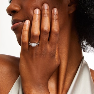 0.33 CT. T.W. Quad Diamond Twist Shank Bridal Set in 10K White Gold|Peoples Jewellers